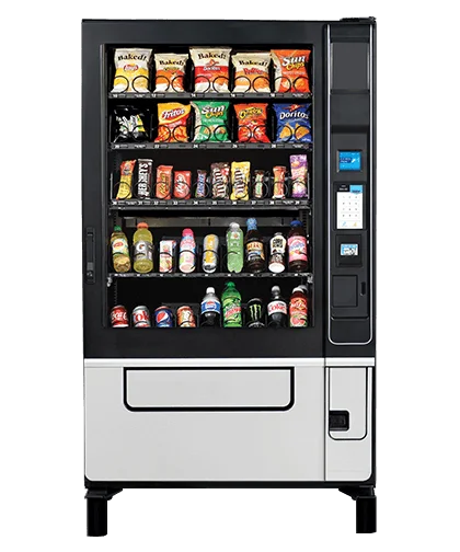 Wittern Evoke combo vending machine stocked with snacks and drinks